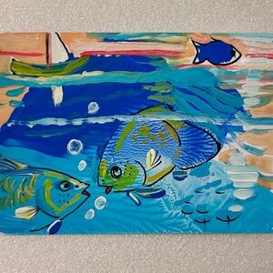 2.5x3.5inches ACEO card Fish , hand painted